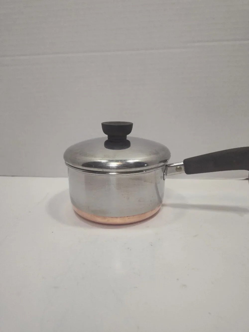 Vintage Revere Ware 1801 1 Qt Saucepan Copper Bottom Lid -78 Clinton IL